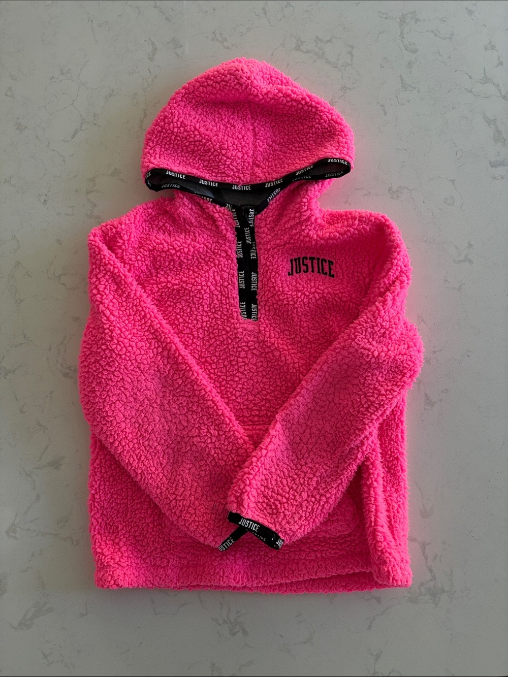 Justice Bright Pink Sherpa Hoodie
